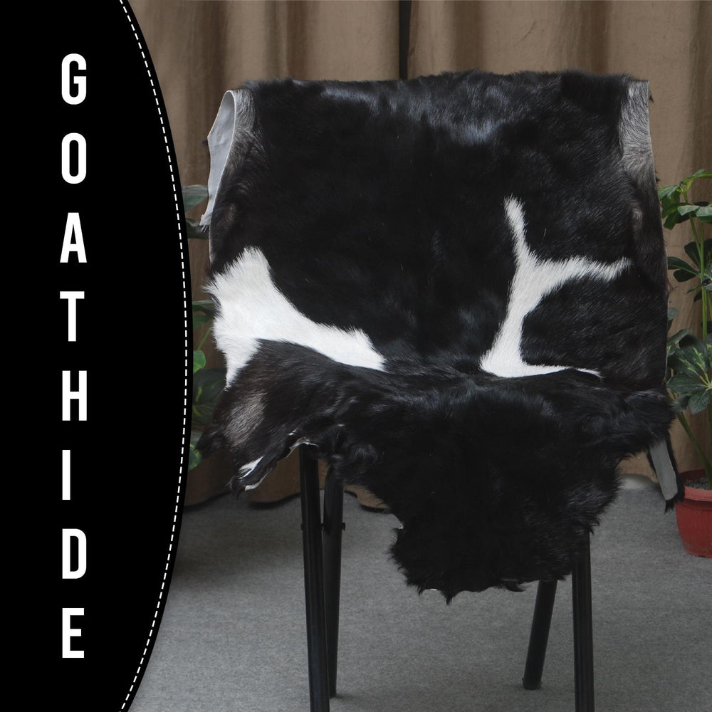 Luxury Handmade Black & White Goat Skin Rug with Unique Colour Variations - Soft, Durable, Hypoallergenic, and Eco-Friendly - Celestial Leather Limited