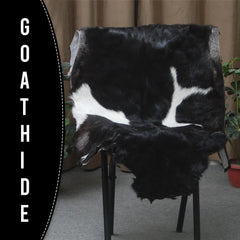 Luxury Handmade Black & White Goat Skin Rug with Unique Colour Variations - Soft, Durable, Hypoallergenic, and Eco-Friendly - Celestial Leather Limited