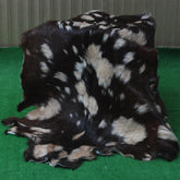 Luxury Handmade Black Brown Goat Skin Rug - Unique & Stunning Statement Piece - Celestial Leather Limited