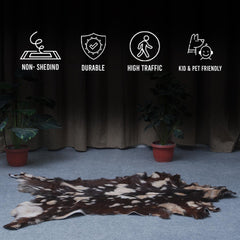 Luxury Handmade Black Brown Goat Skin Rug - Unique & Stunning Statement Piece - Celestial Leather Limited