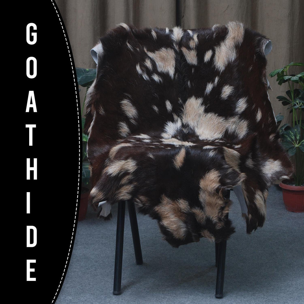 Luxury Handmade Black Brown Goat Skin Rug - Unique & Stunning Statement Piece - Celestial Leather Limited