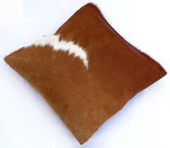 Luxurious Handmade Brown & White Cowhide Throw Pillow Cover with Hidden Zipper - Unique Home Decor Accent for All Styles