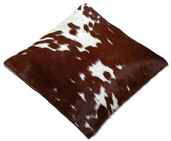 Luxurious Brown and White Cowhide Cushion Cover - Handmade with 100% Natural Cowhide Skin - Unique Décor Piece for Any Room