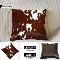 Luxurious Brown and White Cowhide Cushion Cover - Handmade with 100% Natural Cowhide Skin - Unique Décor Piece for Any Room