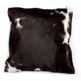 Luxurious Brown and White Cowhide Cushion Cover - Handmade Hair On Leather Pillowcase with Unique Animal Patterns and Faux Leather Back