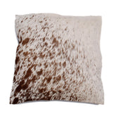 Handmade Brown & White Cowhide Cushion Cover - Rustic Elegance for Home Décor