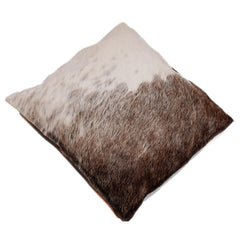 Luxury Handmade Brown & White Cowhide Sofa Accent Cushion Cover - Rustic Elegance for Home Décor