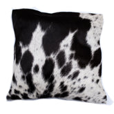 Luxurious Handmade Brown and White Cowhide Cushion Cover with Faux Leather Back - Rustic Elegance and Natural Beauty - 100% Natural Cowhide