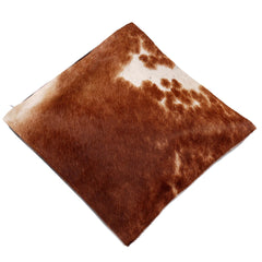 Luxurious Brown and White Handmade Cowhide Cushion Cover with Faux Leather Back - Celestial Leather Limited