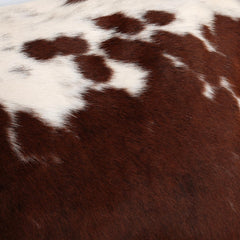 Luxurious Handmade Brown and White Cowhide Accent Cushion Cover - Rustic Elegance for Sofa or Bed
