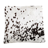 Luxurious Brown & White Cowhide Cushion Cover Handmade with 100% Natural Cowhide Hair - Faux Leather Back - Rustic Elegance for Home Decor