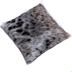 Luxurious Handmade Brown and White Cowhide Accent Cushion Cover with Unique Animal Patterns and Invisible Zipper Closure