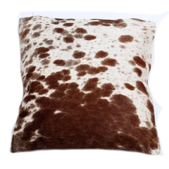 Luxurious Handmade Brown and White Cowhide Cushion Cover - Rustic Elegance for Your Home with Unique Animal Patterns