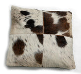 Luxurious Multicolor Handmade Patchwork Cowhide Cushion Cover for Natural Elegance and Comfort