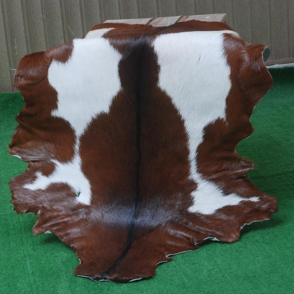 Luxurious Brown & White Hair-on Goat Skin Rug - Premium Goat Hide Rug Elegance - Sophistication for Home Décor - Hypoallergenic - Celestial Leather Limited