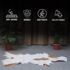 Luxurious Handpicked Brown & White Goat Skin Rug - Hypoallergenic - Non-Shedding - Sustainable - Eco-Friendly - Premium Hair-On Goatskin Rug - Celestial Leather Limited