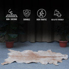 Premium Brown and White Goat Hide Rug - Natural, Handcrafted, Non-Slip Suede Back, Eco-Friendly & Sustainable - Hypoallergenic - Celestial Leather Limited