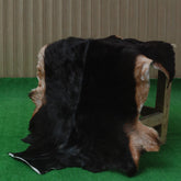 Luxurious Black Brown Goat Skin Rug - Handmade Pure Goat Skin Floor Rug with Unique Color Variations, Soft & Eco-Friendly Décor Piece - Celestial Leather Limited