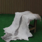 Luxurious Grey and White Goat Skin Rug - Eco-Friendly and Hypoallergenic Natural Leather Wall Decor - Soft, Kid & Pet-Friendly, Non-Slip