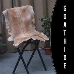 Luxury Brown and White Goat Hide Rug with Unique Patterns | Premium Hair-On Goat Skin Rug for Home Decor