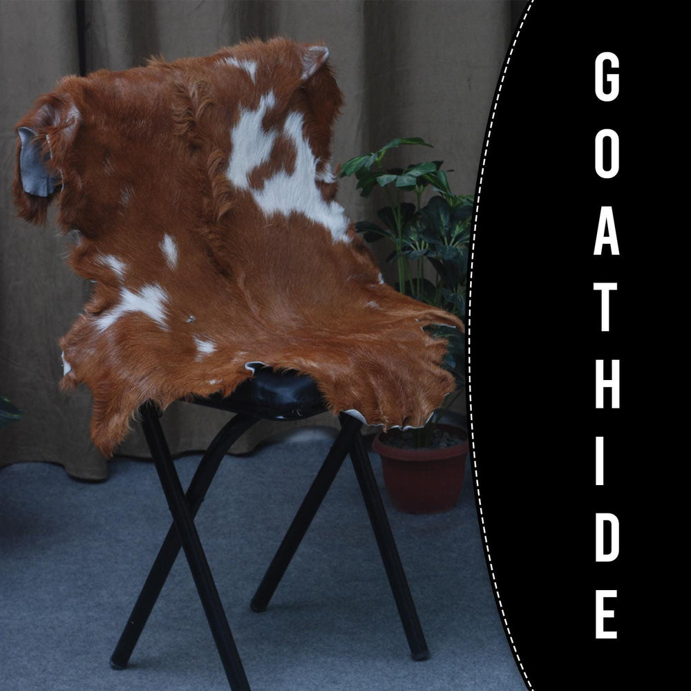 Luxury Brown & White Goat Skin Rug with Unique Patterns - Eco-Friendly - Hypoallergenic for Living Room or Bedroom Décor - Celestial Leather Limited
