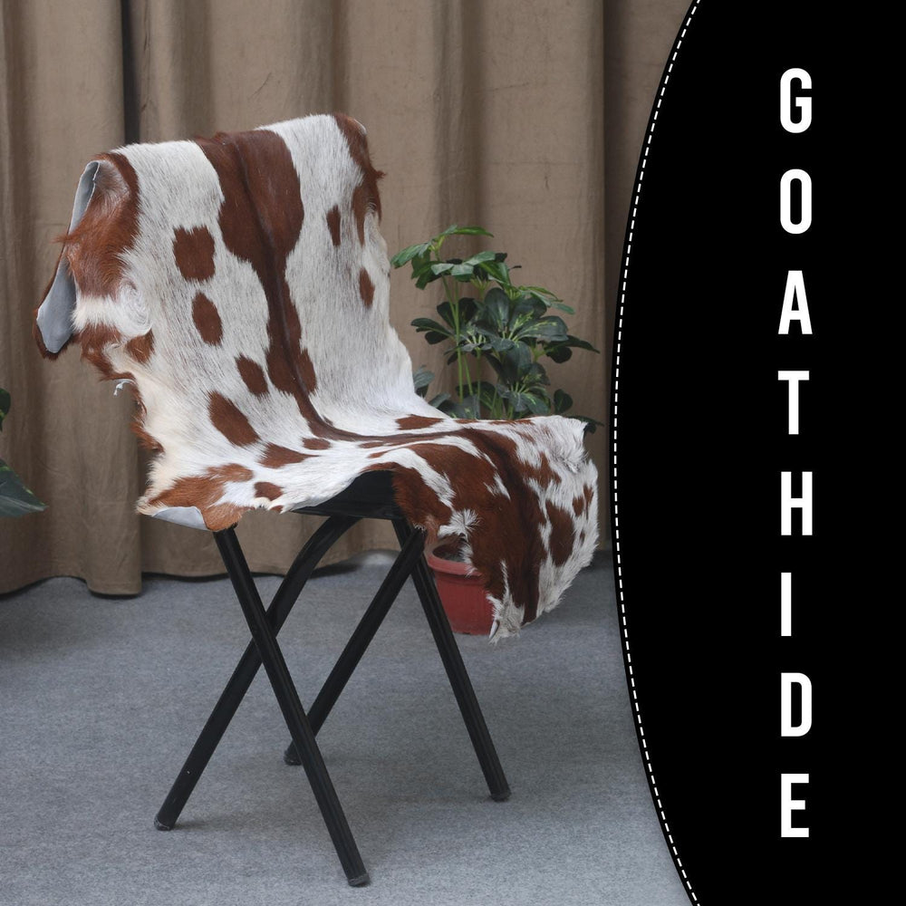Luxurious Brown and White Goat Skin Rug - Premium Hair-On, Natural, and Sustainable - Elegant Home Decor Addition - Celestial Leather Limited