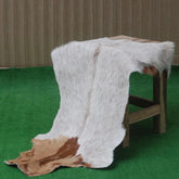 Luxury Handmade Brown White Goat Skin Rug - Unique, Soft & Hypoallergenic Rustic Decor Piece for Home - Sustainable - Eco-Friendly Folk Art - Celestial Leather Limited