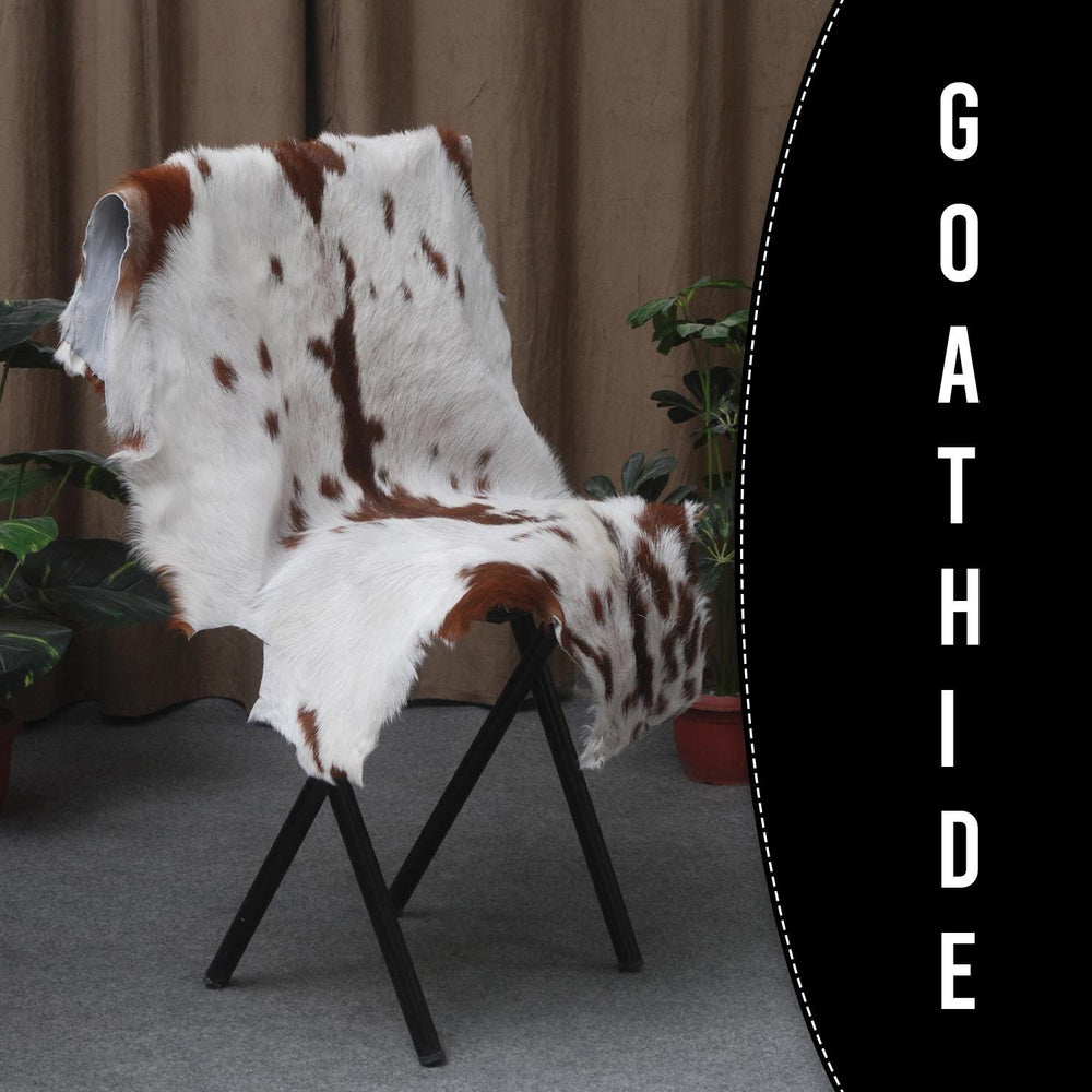 Luxury Brown & White Goat Skin Rug - Handmade Pure Goat Skin Floor Rug with Unique Colour Variations & Hypoallergenic Qualities - Celestial Leather Limited