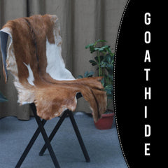 Luxurious Brown And White Goat Skin Rug - Handmade Pure Goat Skin Floor Rug with Unique Colour Variations - Celestial Leather Limited