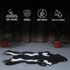 Luxury Black & White Goat Skin Rug - Handmade, Soft & Non-Shedding Goat Skin Floor Rug - Celestial Leather Limited