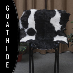 Luxury Black & White Goat Skin Rug - Handmade, Soft & Non-Shedding Goat Skin Floor Rug - Celestial Leather Limited