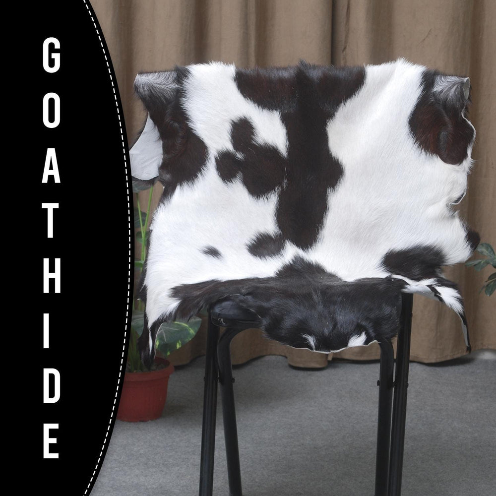 Luxury Black & White Goat Skin Rug with Non-Slip Backing - Hypoallergenic, Non-Shedding & Durable - Handmade Eco-Friendly Floor Rug - Celestial Leather Limited