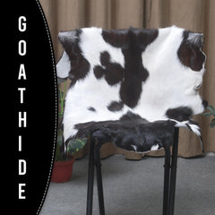 Luxury Black & White Goat Skin Rug with Non-Slip Backing - Hypoallergenic, Non-Shedding & Durable - Handmade Eco-Friendly Floor Rug - Celestial Leather Limited