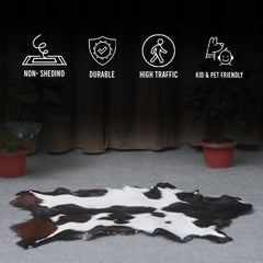 Luxury Black & White Goat Skin Rug with Non-Slip Backing - Hypoallergenic, Non-Shedding & Durable - Handmade Eco-Friendly Floor Rug - Celestial Leather Limited