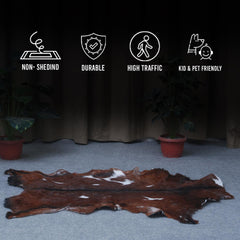 Luxury Dark Brown & White Goat Skin Rug - Durable, Hypoallergenic, Non-Shedding, Eco-Friendly - Enhance Your Home with Natural Beauty - Celestial Leather Limited