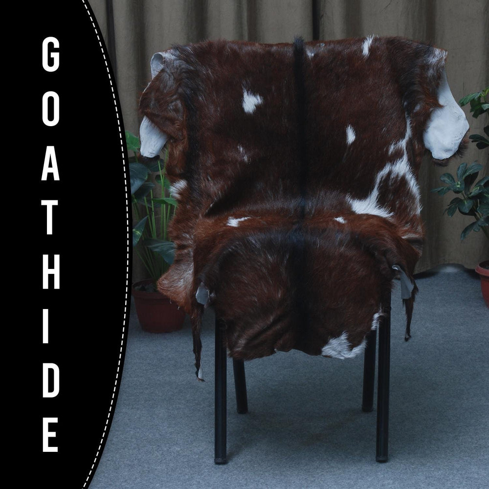 Luxury Dark Brown & White Goat Skin Rug - Durable, Hypoallergenic, Non-Shedding, Eco-Friendly - Enhance Your Home with Natural Beauty - Celestial Leather Limited
