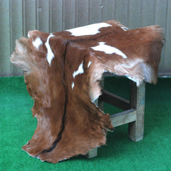 Luxury Handmade Brown & White Goat Skin Rug - Natural Soft Sustainable Floor Rug with Non-Slip Back - Unique Eco-Friendly Home Décor - Celestial Leather Limited