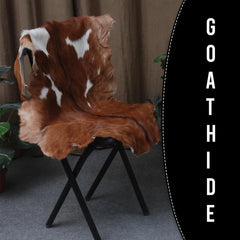 Luxury Handmade Brown & White Goat Skin Rug - Natural Soft Sustainable Floor Rug with Non-Slip Back - Unique Eco-Friendly Home Décor - Celestial Leather Limited