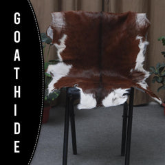 Luxury Handmade Dark Brown & White Goat Skin Rug - Soft, Kid & Pet-Friendly, Hypoallergenic, Non-Shedding, Sustainable, Eco-Friendly