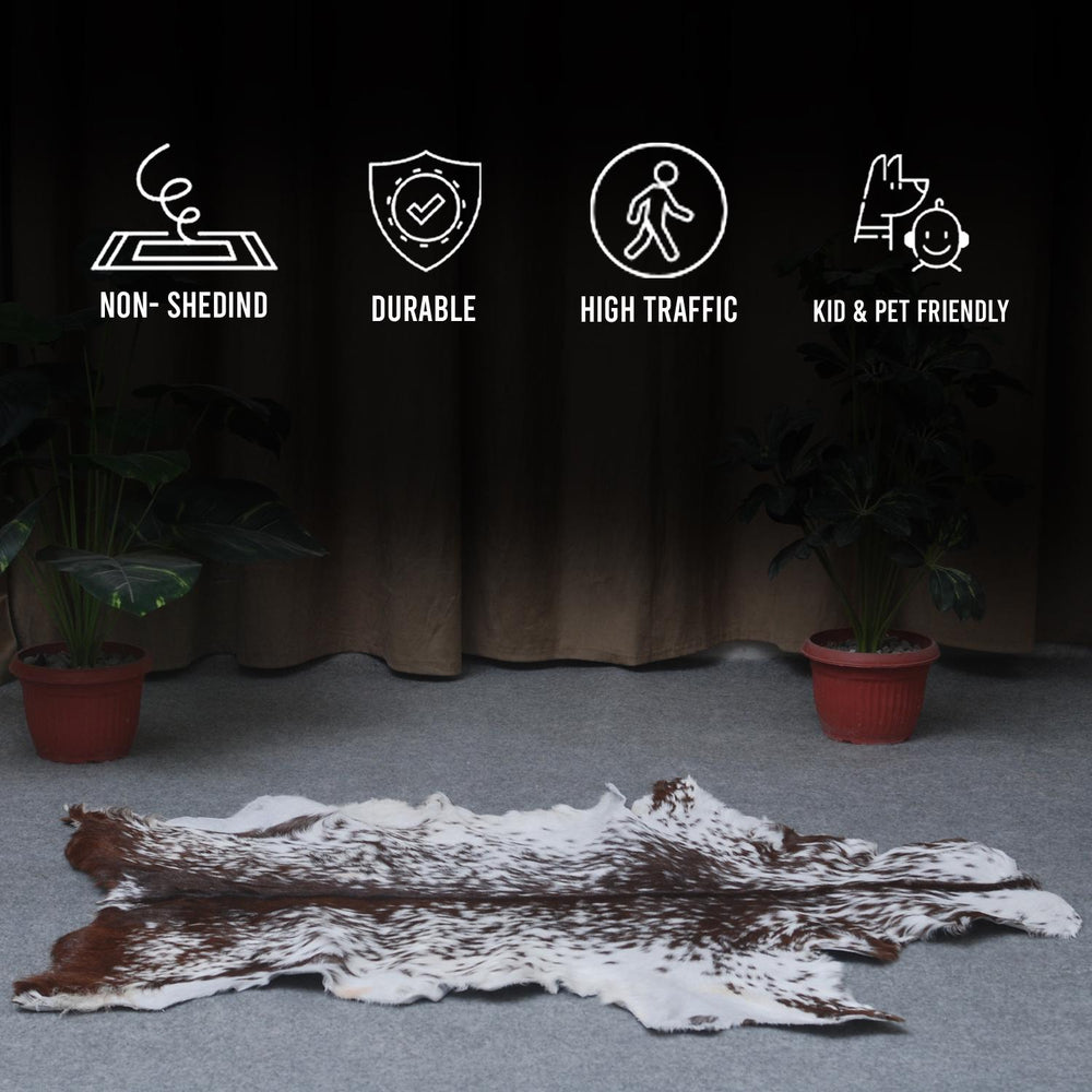 Luxury Handmade Black White Goat Skin Rug - Soft, Pet-Friendly, Non-Shedding, Eco-Friendly, Unique Colour Variations, Hypoallergenic - Celestial Leather Limited