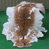 Luxury Brown & White Goat Skin Rug - Premium Handcrafted Hide Rug for Home Decor - Celestial Leather Limited