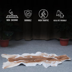 Luxury Brown & White Goat Skin Rug - Premium Handcrafted Hide Rug for Home Decor - Celestial Leather Limited