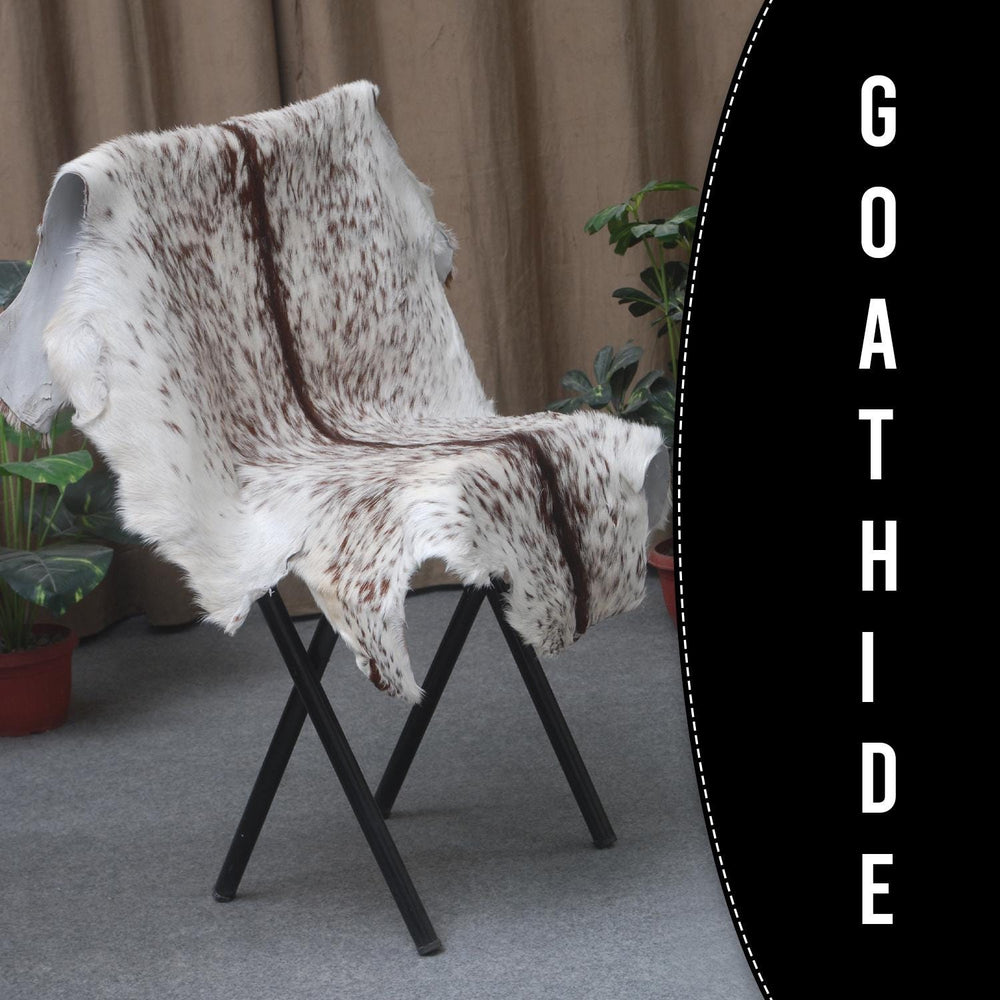 Luxurious Brown and White Goat Skin Rug - Premium Hair-On Eco-Friendly Goatskin Rug with Unique Patterns and Non-Slip Suede Back - Celestial Leather Limited