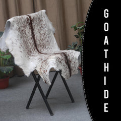 Luxurious Brown and White Goat Skin Rug - Premium Hair-On Eco-Friendly Goatskin Rug with Unique Patterns and Non-Slip Suede Back - Celestial Leather Limited