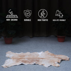 Luxurious Handmade Brown & White Goat Skin Rug | Soft, Kid & Pet-Friendly, Non-Shedding | Natural, Eco-Friendly Rustic Charm | Sustainable - Celestial Leather Limited