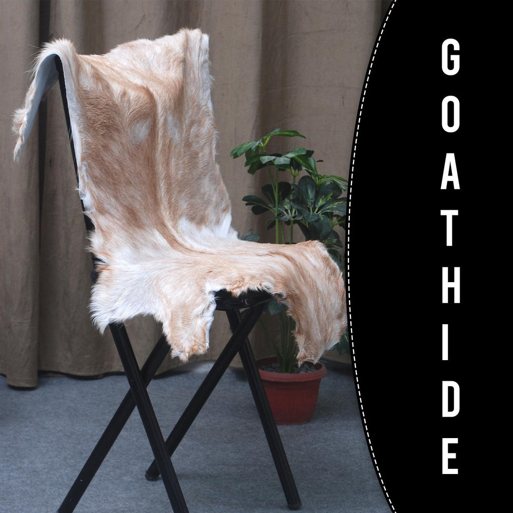 Luxurious Handmade Brown & White Goat Skin Rug | Soft, Kid & Pet-Friendly, Non-Shedding | Natural, Eco-Friendly Rustic Charm | Sustainable - Celestial Leather Limited