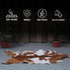 Luxury Handmade Brown & White Goat Skin Rug | Soft, Durable, Non-Shedding, Eco-Friendly | Unique Rustic Charm | Hypoallergenic | Non-Slip - Celestial Leather Limited