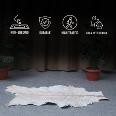 Luxurious Brown & White Goat Skin Rug - Handmade Pure Goat Skin Floor Rug - Unique Design - Hypoallergenic & Kid-Friendly - Non-Shedding - Celestial Leather Limited