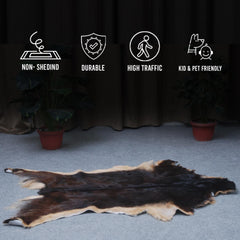 Luxuriously Soft Black & White Goat Fur Rug - Genuine Goat Skin Rug, Non-Shedding, Eco-Friendly - Hypoallergenic - Handcrafted Beauty - Celestial Leather Limited