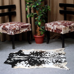 Handmade Multicolour Cowhide Rug with Animal Print - Small Size, Hypoallergenic, Non-Slip Suede Back, Non-Shedding - Free Shipping in UK